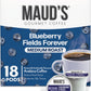 Maud's Blueberry Flavored Coffee Pods, 18 ct, Medium Roast Flavored Coffee in Recyclable Single Serve Pods - 100% Arabica Beans,