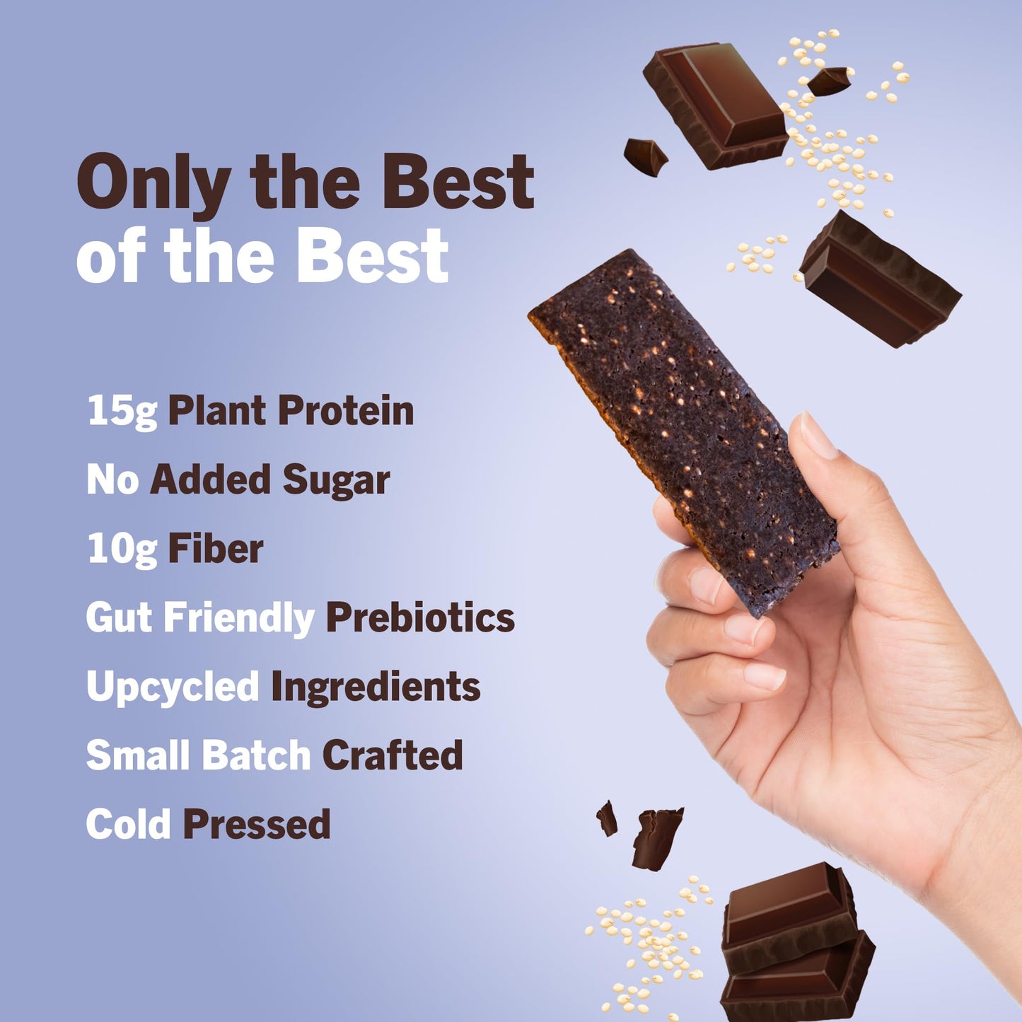 Amrita Nut Free Dark Chocolate Quinoa Vegan Protein Bars (12 Count) | 12G Plant-Based Protein Bar | Peanut Free, Gluten Free, And Dairy Free | Low Sugar, High Fiber, Healthy School-Safe Snacks