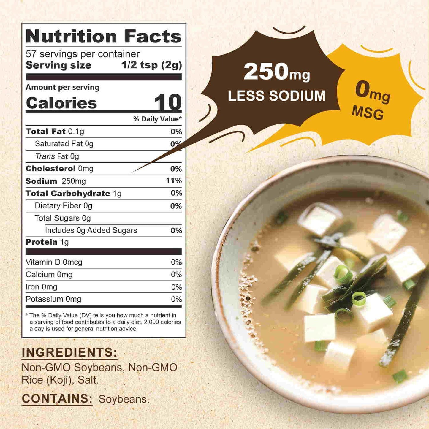 TALCUFON Miso Powder Japanese Freeze-Dried White Miso, Gluten-Free, Vegan, No Additives, Ready to Use for Ramen, Miso Soup, Simm