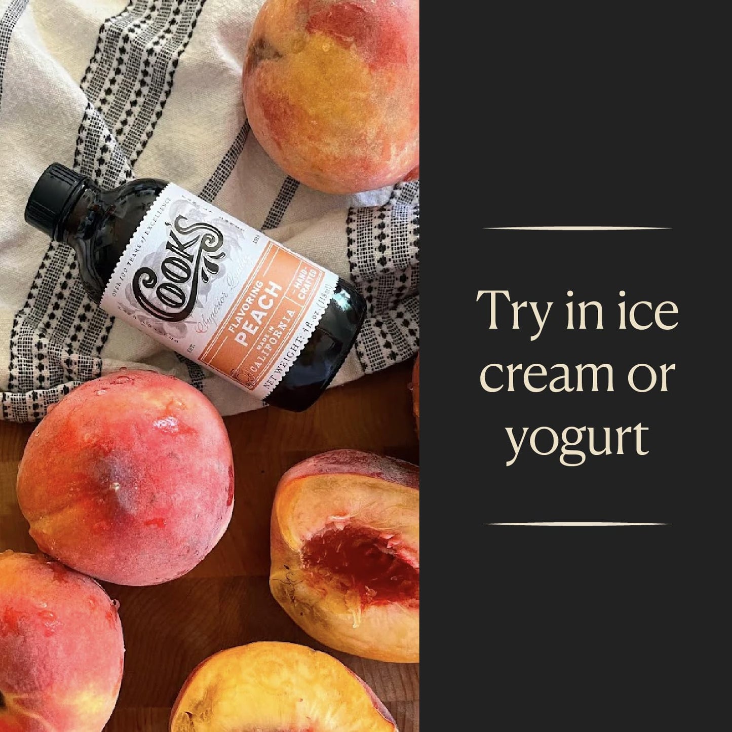COOKS Peach Flavoring for Baking, Preserves, Ice Cream, 16 Fl Oz