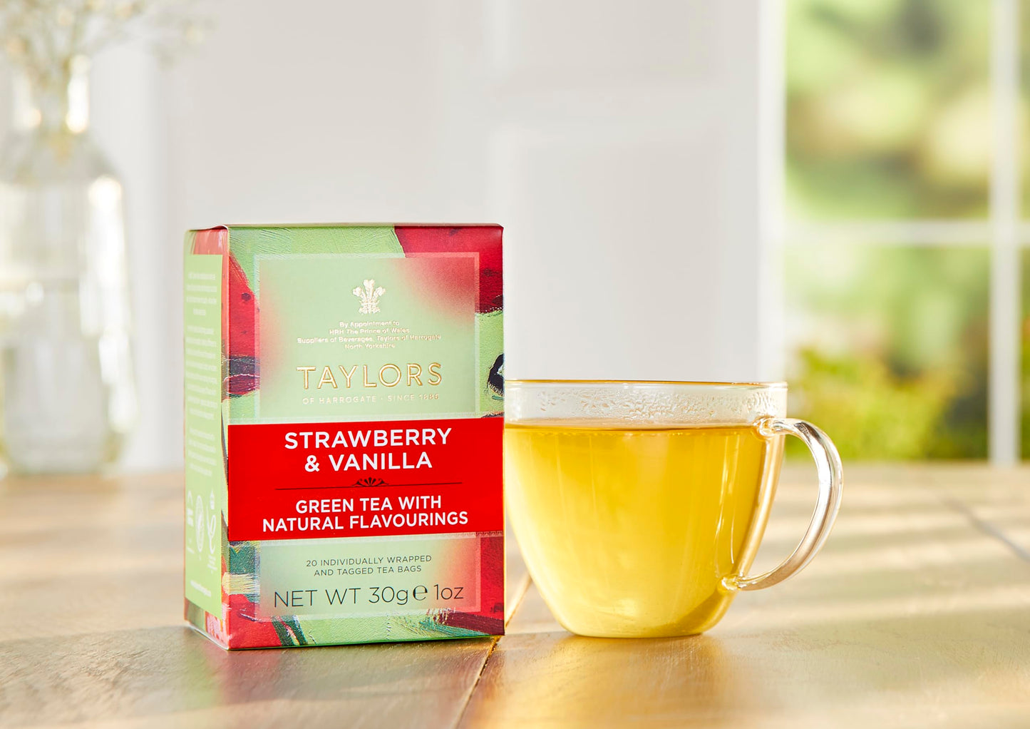 Taylors Of Harrogate Strawberry & Vanilla Green Tea, 20 Teabags (Pack Of 6)