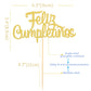 Spanish Feliz Cumpleaos Cake Topper - Gold Glitter Happy Birthday Cake Topper, Fiesta Theme Party Decoration Supplies, Single-Si