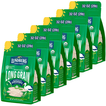 Lundberg White Rice, Regenerative Organic Certified, 6-Pack - Non-Sticky, Aromatic Long Grain Rice, Responsibly Grown in Califor