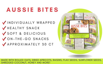 Traditional Aussie Bites Individually Wrapped 27 Oz, Oatmeal snacks cookies, Healthy Oatmeal Bites with RON DEYMOND Measuring Sp