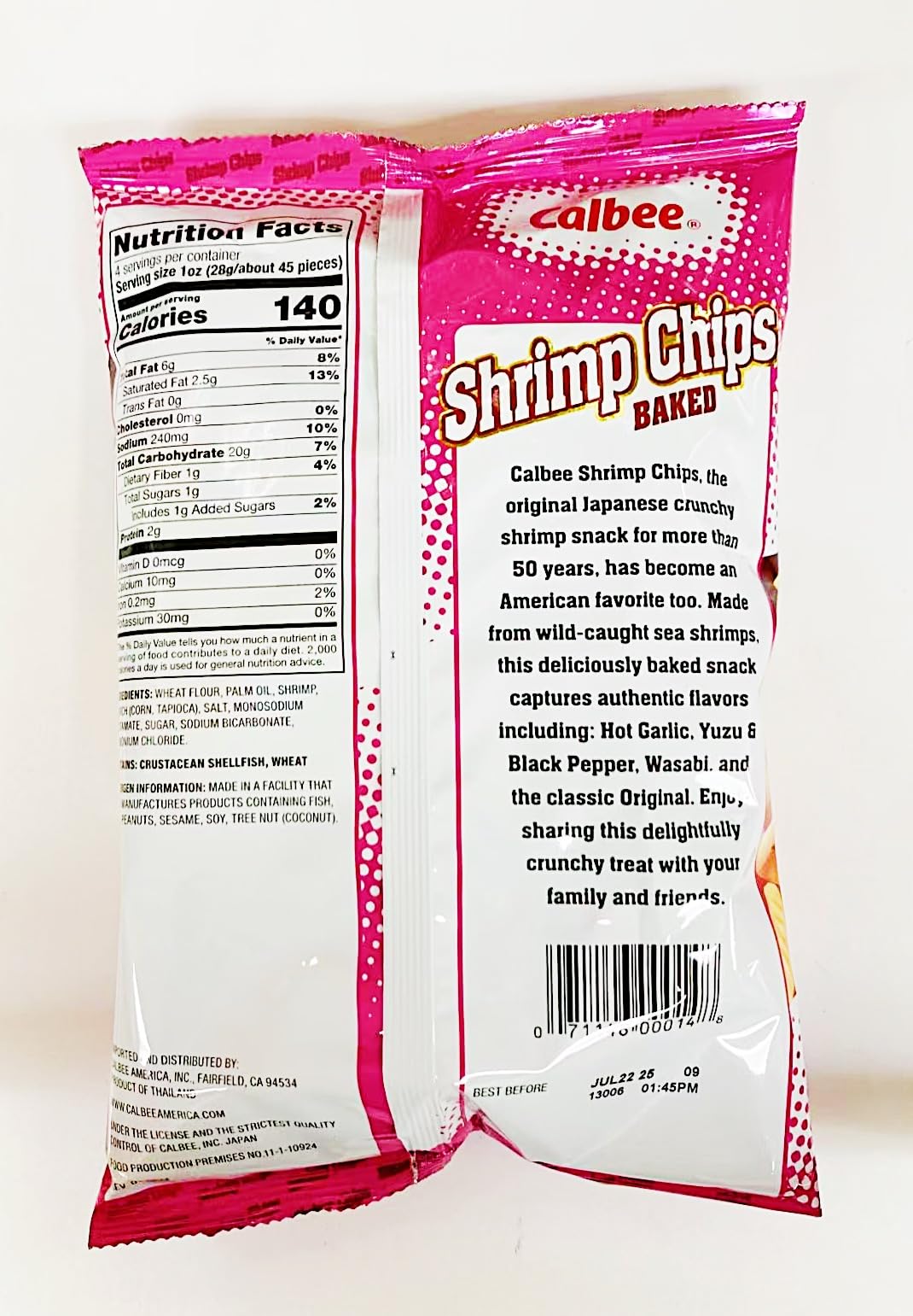 Shrimp Chips, Original,Baked Wheat Puffed Snacks, 4 Oz,2Pack