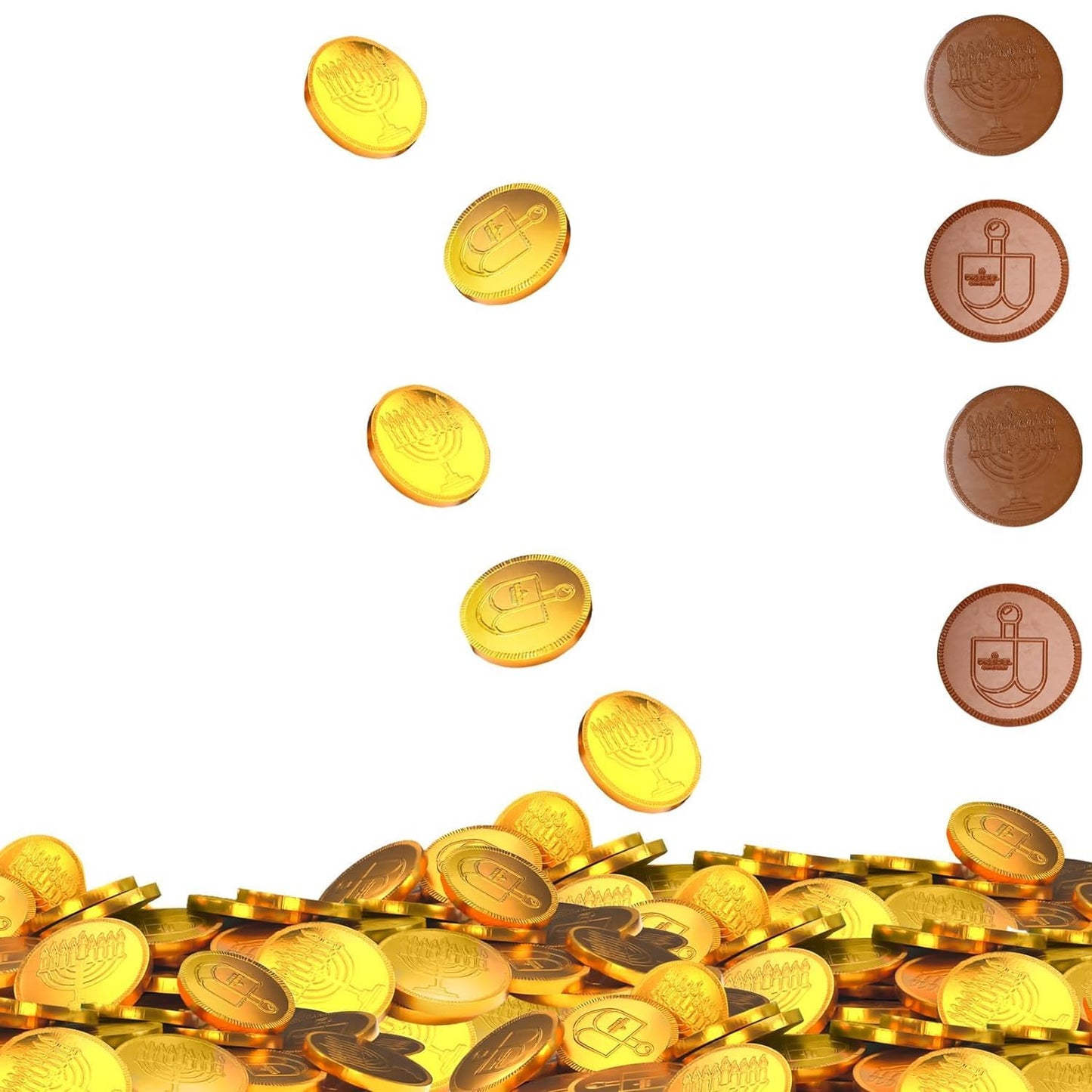 The Dreidel Company Hanukkah Chocolate Gelt, Nut-Free, Belgian Milk Chocolate Coins, Foil Wrapped Gold Coins Kosher Dairy Chanuk