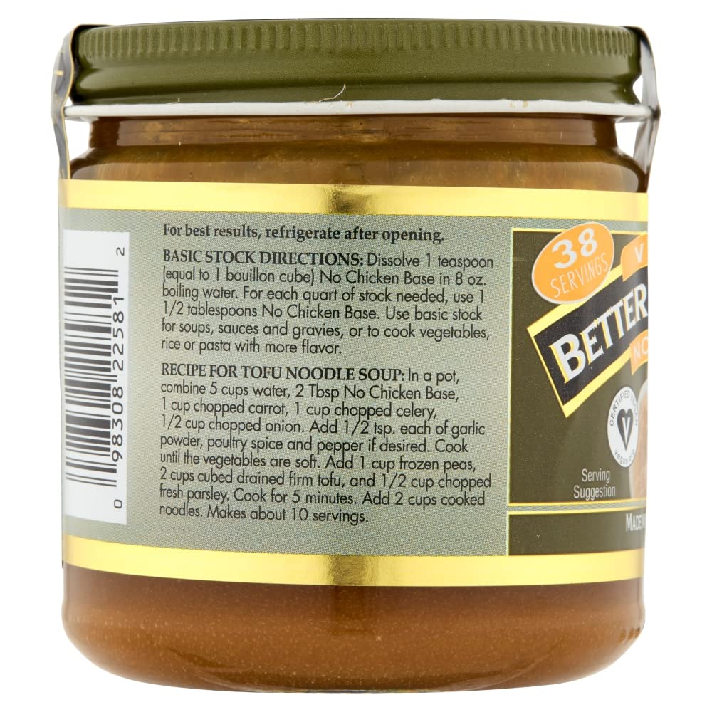 Better Than Bouillon Vegetarian No Chicken Base, Certified Vegan, 8 OZ Jar