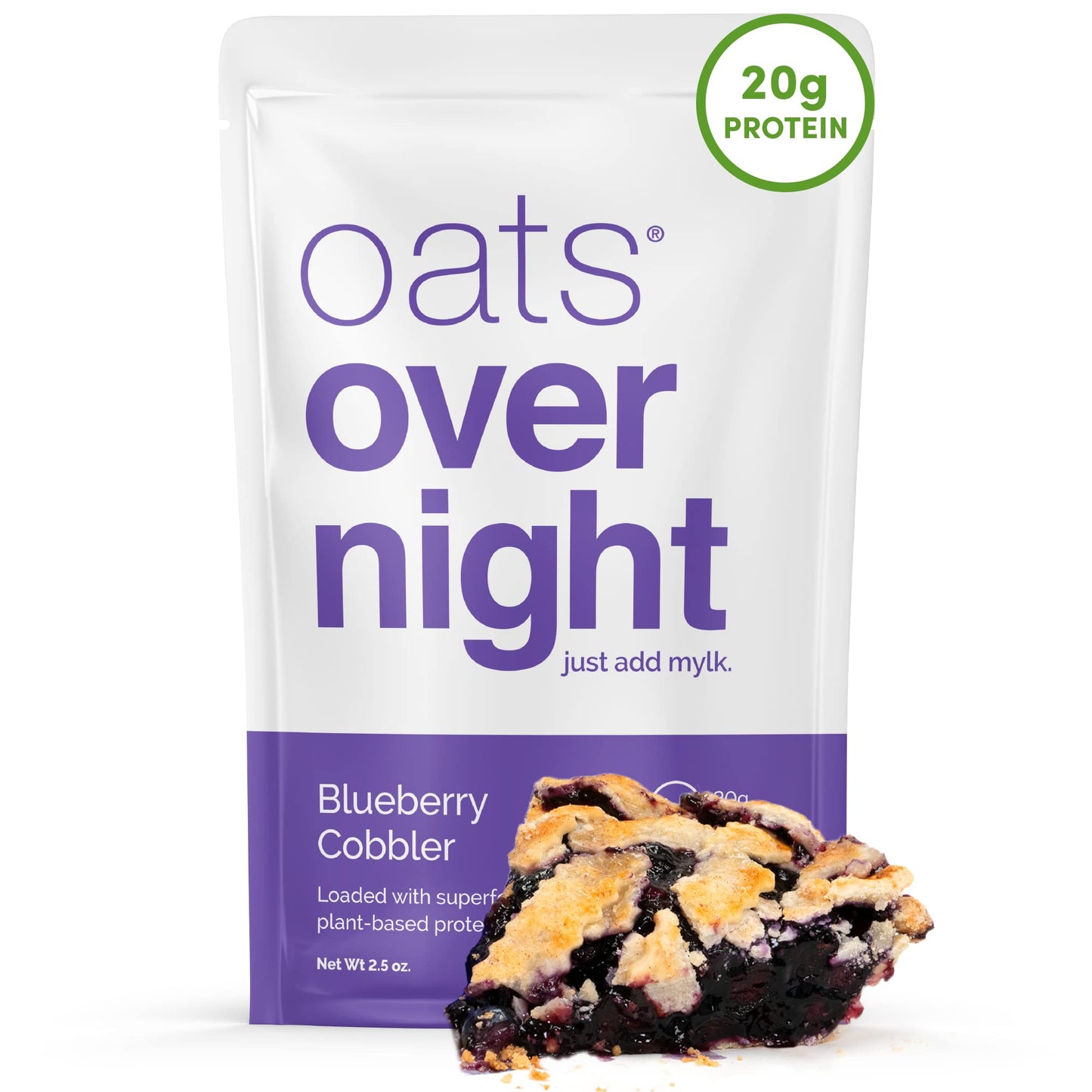 Oats Overnight Blueberry Cobbler Breakfast Shake, Vegan, 20g Protein, Gluten Free, 2.5 oz (Pack of 16)