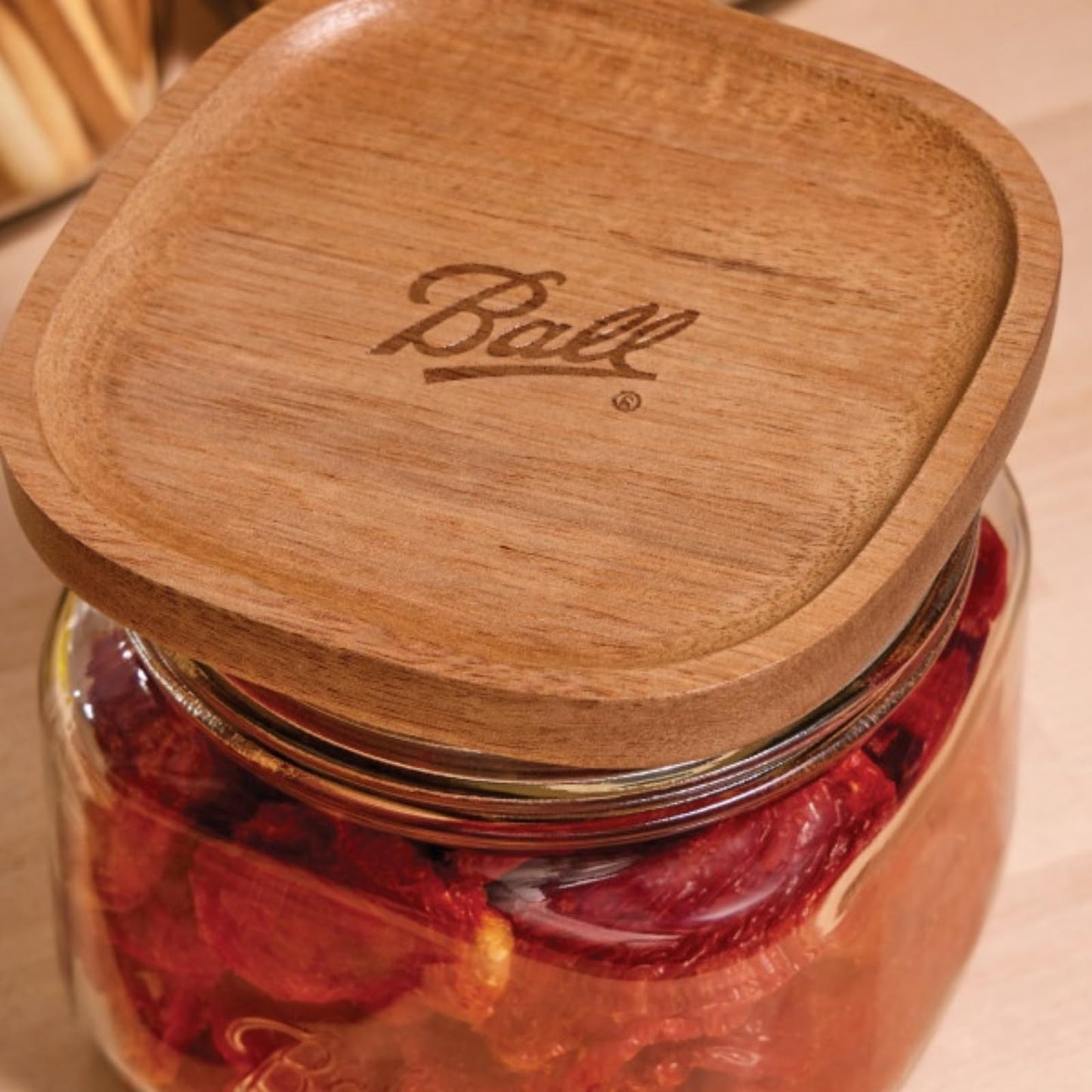 Ball Stack & Store Glass Mason Jars with Wooden Lid, Used for Pantry, Cookies, Flour, Cereal, Rice, Sugar, Tea, Coffee Beans, Sp
