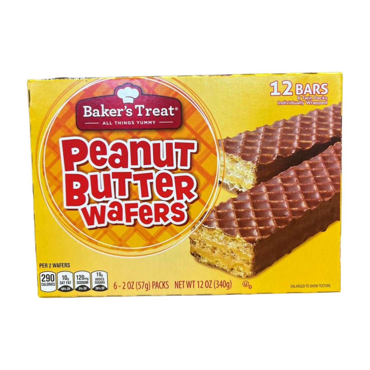 Baker's Treat Peanut Butter Wafers, 12 Bars of 6 Twin Packs, 6.2 oz (57g) Each, Total 12 oz (340g) X 2