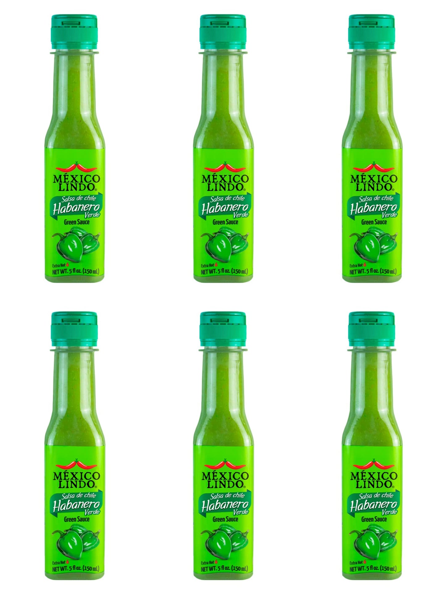 Mexico Lindo Green Habanero Hot Sauce | Real Green Habanero Chili Pepper | 75,900 Scoville Level | Enjoy with Mexican Food, Seaf