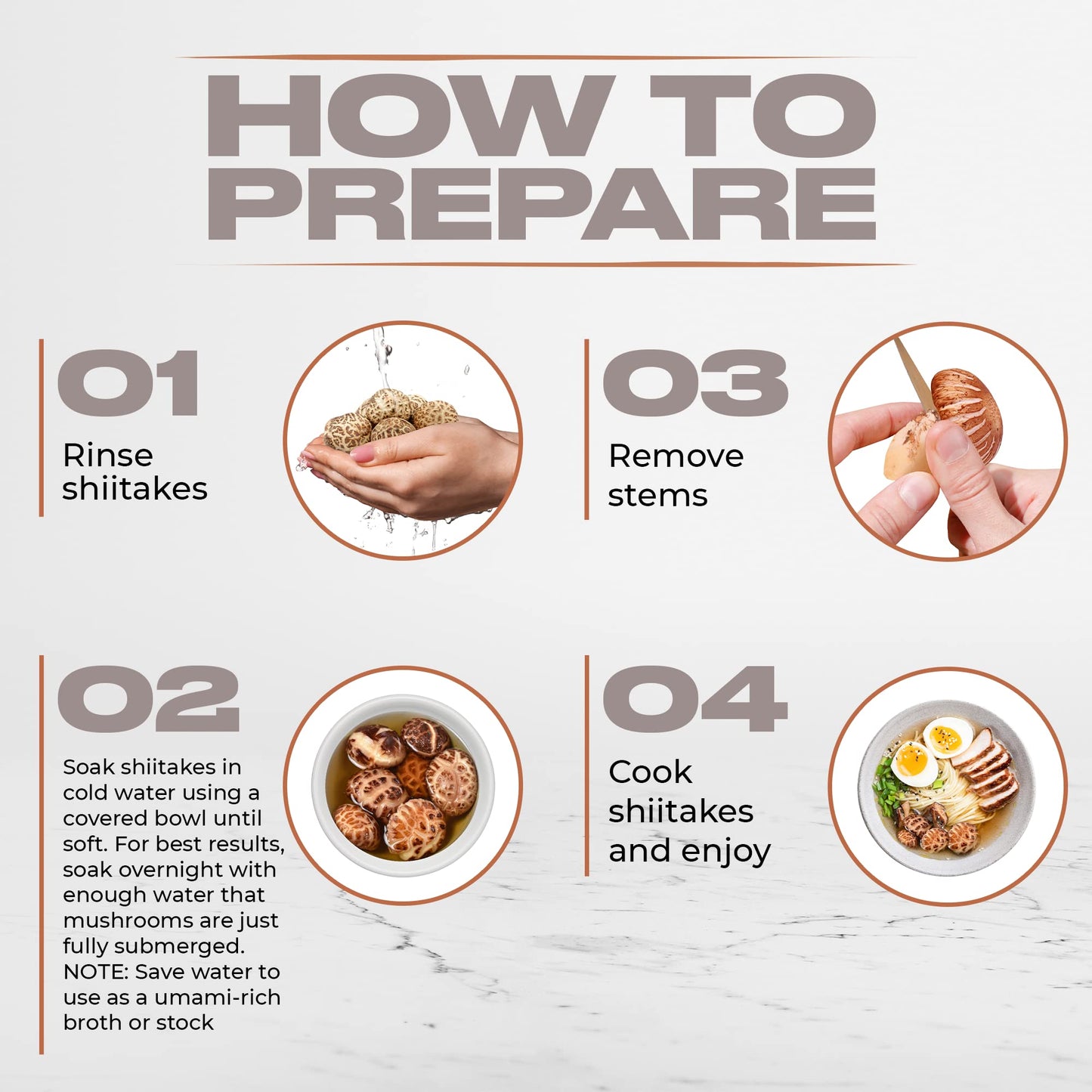 NATURAURA Dried Shiitake Mushrooms - 8 oz, Vegan, Gluten Free, Umami Rich, White/Brown