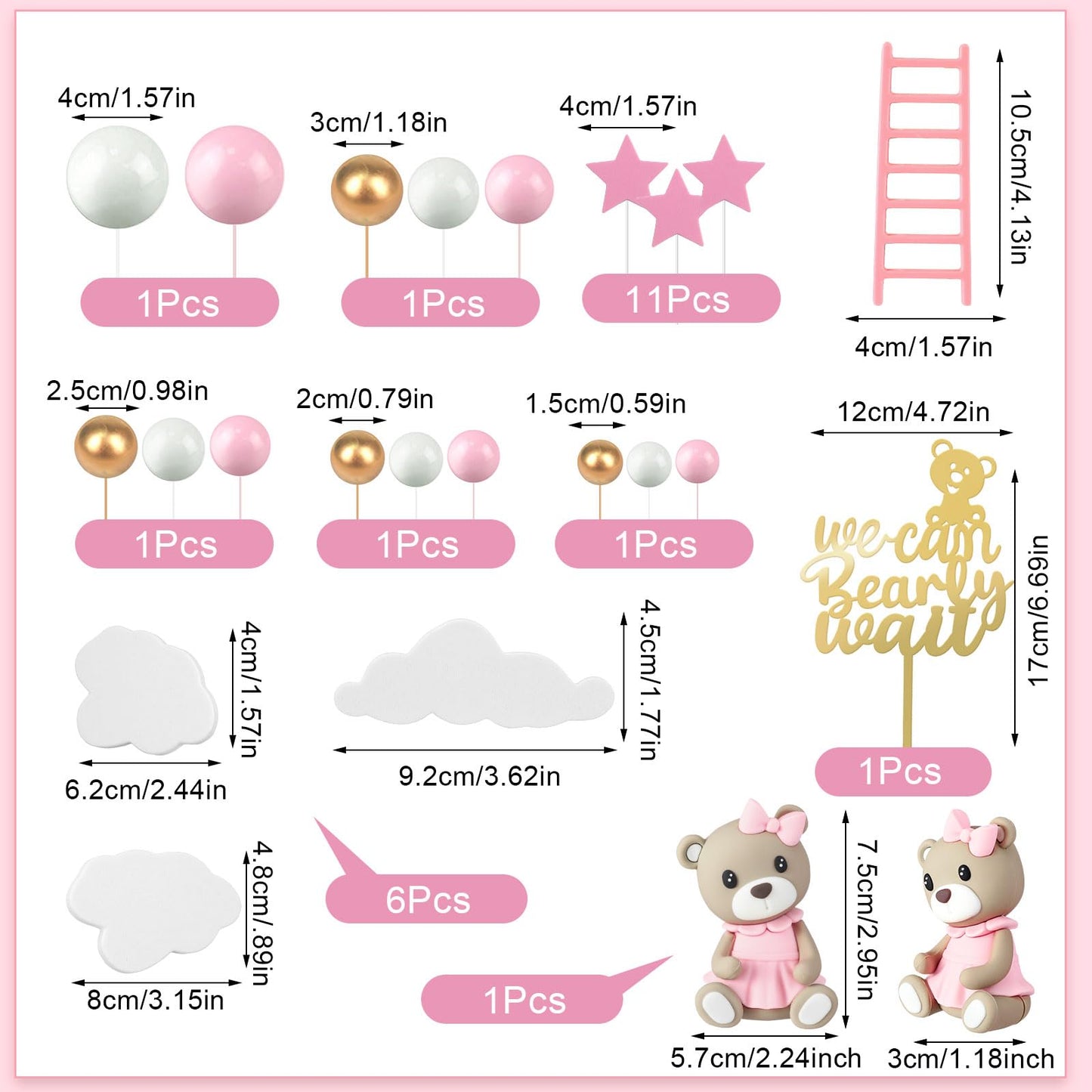 Yinder Brown Bear Cake Decorations We Can Bearly Wait Cake Topper For Birthday Baby Shower Party Supplies Decorations (Novel,37