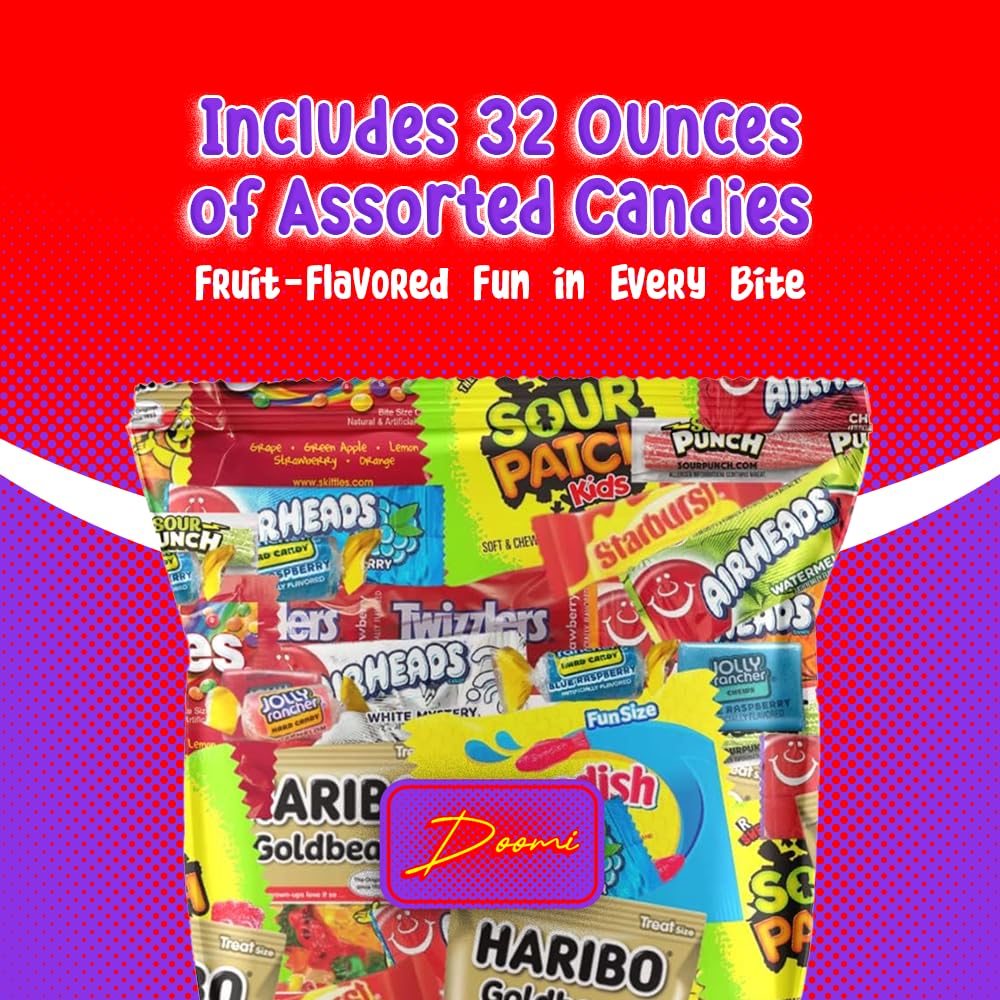Bulk Assorted Fruit Candy - Starburst, Skittles, Fish, Air Heads, Jolly Rancher, Sour Punch, Gold-Bears Gummi Bears & Twizzlers,