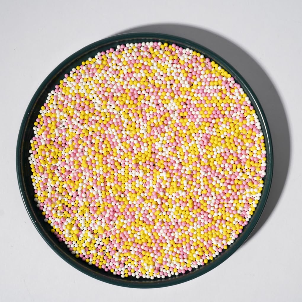 NIPEOR Nonpareils Sprinkles Edible Pearl Sprinkles 130g/4.6oz Yellow Pink for Cake Decorating, Baking, Ice Cream, Cupcakes