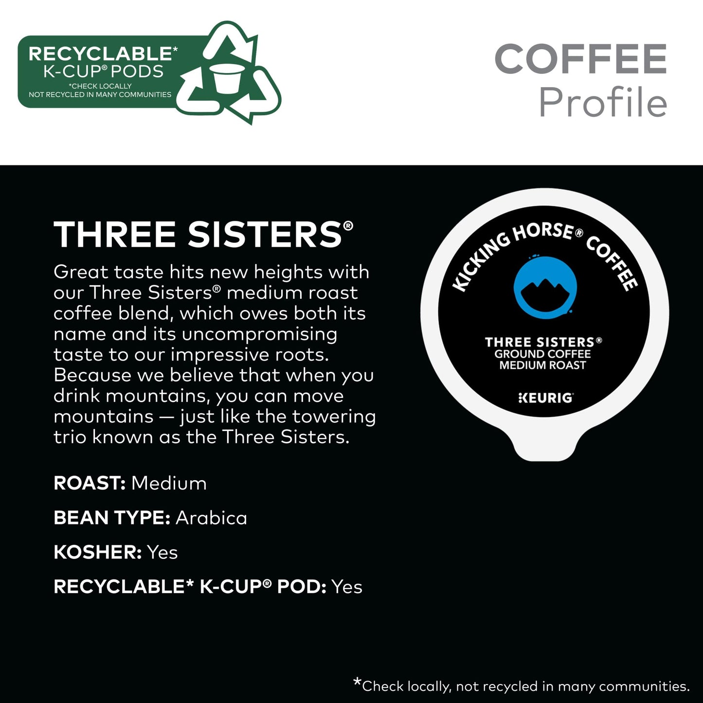 Kicking Horse Coffee Single Serve K-Cup Pods Medium Roast 10 Count Box
