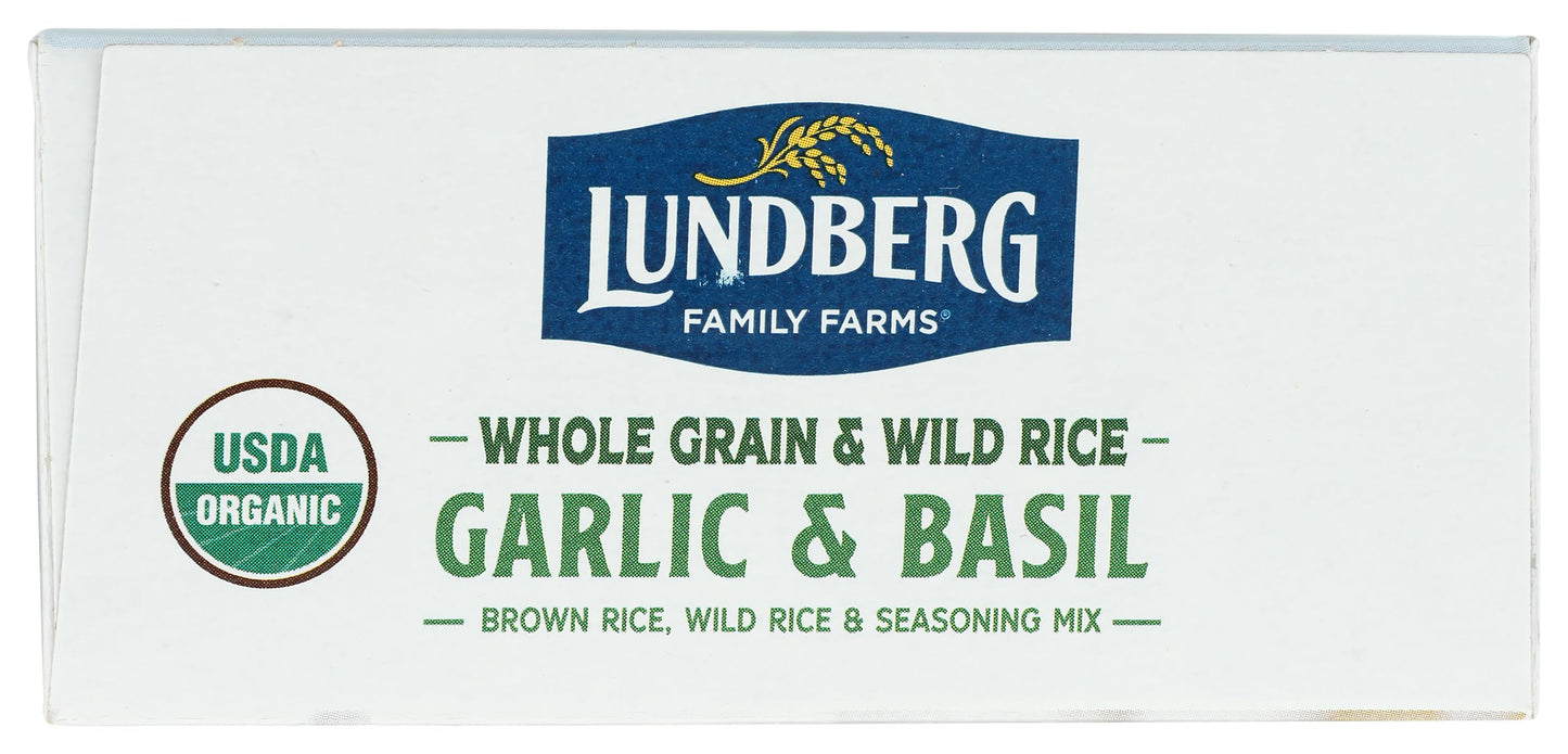 Lundberg Organic Whole Grain Rice & Wild Rice, Garlic & Basil, 6oz, Gluten-Free, Vegan, Kosher, USDA Certified Organic, Non-GMO