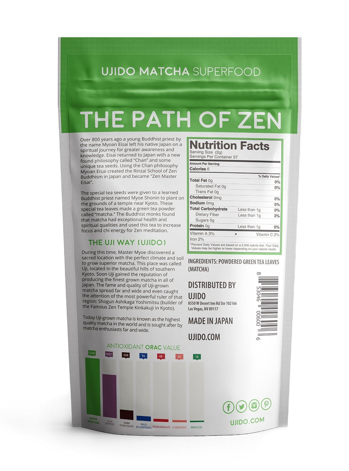 UJIDO MATCHA GREEN TEA ( 8 X 4 OZ   )