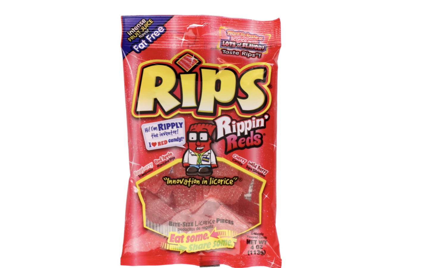 Licorice Bite Size Candy Real Fruit Juice Flavored Fat Free Rips Candies (4Oz) And Sour Dudes | Strawberry, Raspberry,Cherry, Wi
