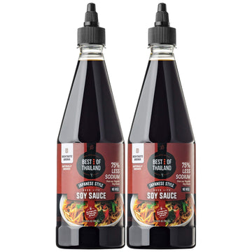 Best Of Thailand Japanese Soy Sauce | Japanese Style Barrel Aged Lite Dark Soy Sauce | 2 Bottles Of 23.65Oz Real Authentic Asian