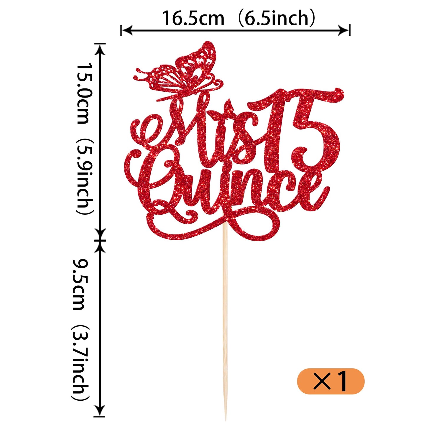 Rssta i Cake Topper Glitter 15th Birthday Decorations Red