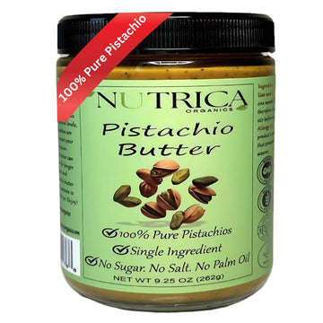 100% Pure Pistachio Butter, Single Ingredient, No Salt, No Sugar, No Palm Oil, Glass Jar, No Additives, Vegan, Plant Based Prote