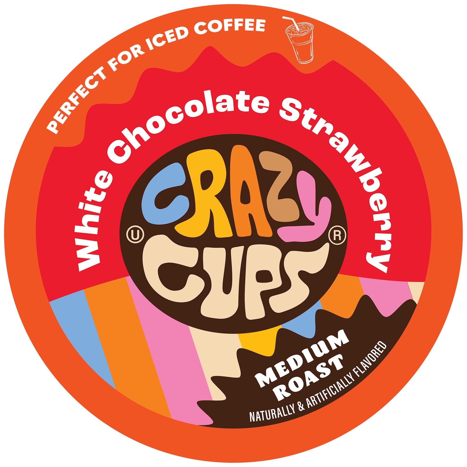 Crazy Cups Flavored Coffee Pods for Keurig, White Chocolate Strawberry, Medium Roast, 22 Count