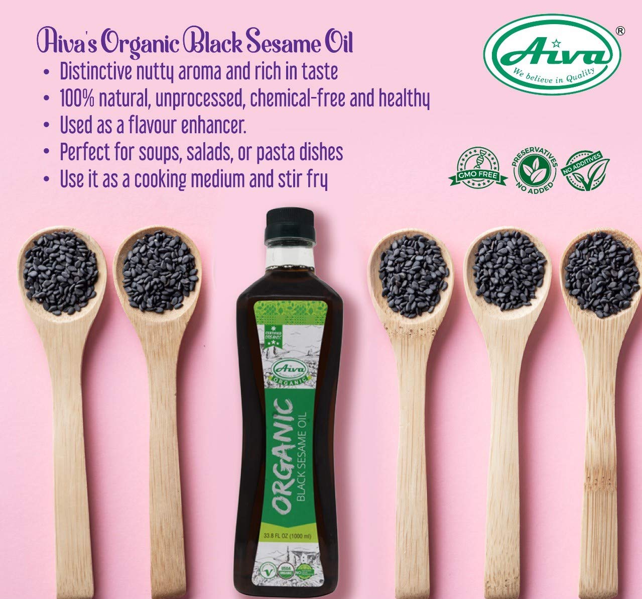 AIVA - Organic Black Sesame Oil 33.8 fl oz (1.0 L)