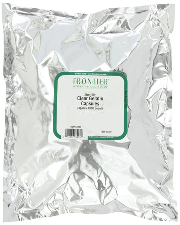 Frontier Co-op Gelatin Capsules Clear 00 - 1000 Count, Model 6000, Vegetarian-Friendly