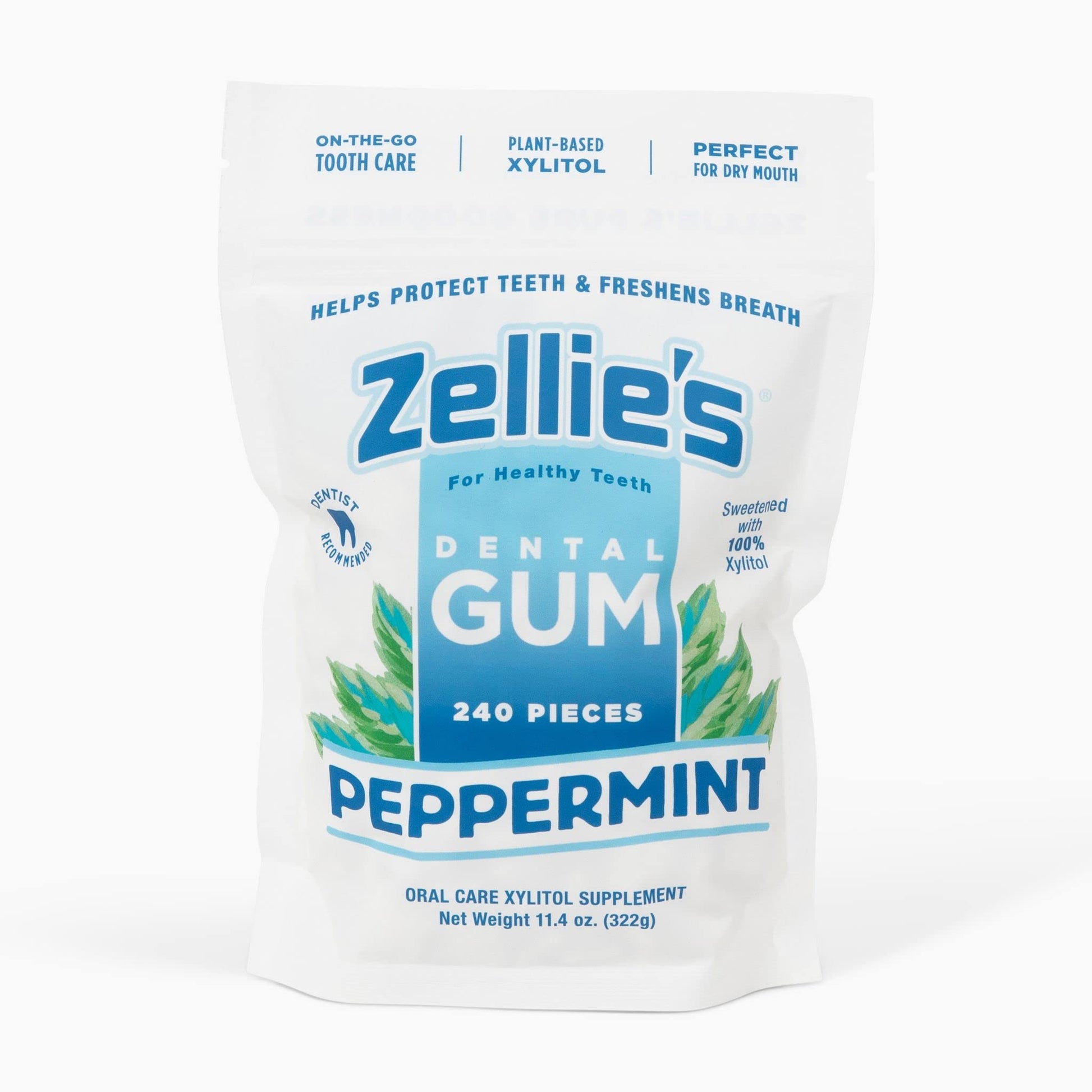 Zellie'S | 100% Xylitol Sugar Free Chewing Gum (Peppermint, 240 Count (Pack Of 1))