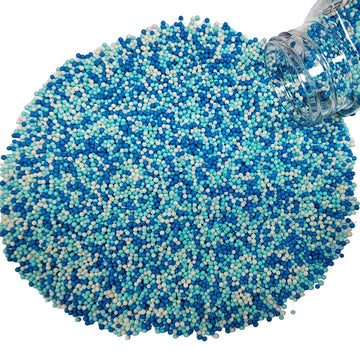 Homankit White and Blue Nonpareils Sprinkles Edible Cookie Decorations Mini Pearls for Decorating Cake, Baking, Cupcake Toppers,