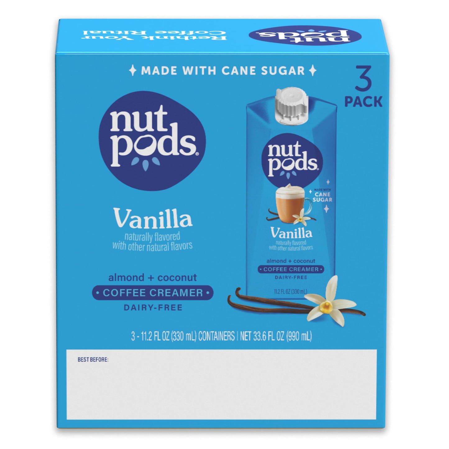 nutpods Vanilla Non Dairy Coffee Creamer, Sweetened with Organic Cane Sugar, Made from Almonds and Coconuts, Gluten Free, Non-GM