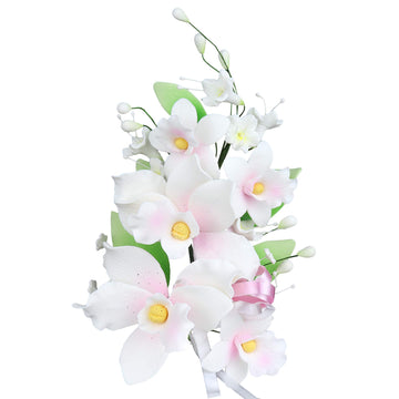 O'Creme Gumpaste Flower Spray, Tropical Orchid - Edible Flowers For Cake Decorating - Sugar Paste Flower Decorations For Cakes,