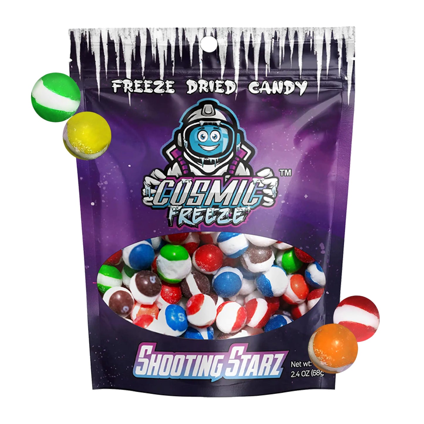 Freeze Dried Candy Shooting Starz, Crunchy Frozen Dry Space Candy Freeze Dried for Mix-In Snacks, Gluten-Free, Made in USA, 2.4 