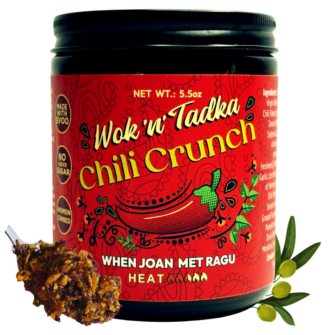 Wok n Tadka Healthy & Flavorful Chili Crunch Condiment 6oz (Crafted with Organic EVOO & Superfood Seeds) No Added Sugar, No MS