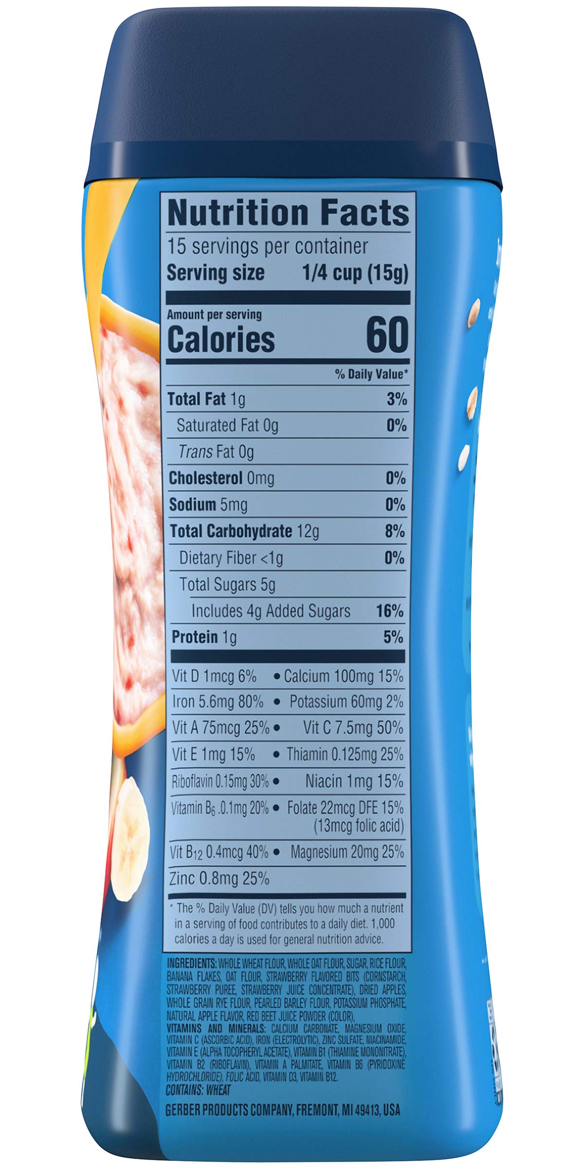 Gerber Baby Cereal Hearty Bits Multigrain Cereal Banana Apple Strawberry, 8 Ounce