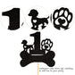 1 Pcs 1St Birthday Cake Topper Black Glitter Dog Paw One Year Old Birthday Puppy Dog Bone Cake Pick For Let'S Pawty Baby Shower