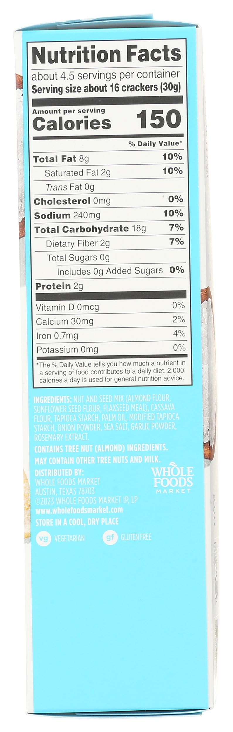 365 by Whole Foods Market, Almond Flour Sea Salt Crackers, 5 Ounce