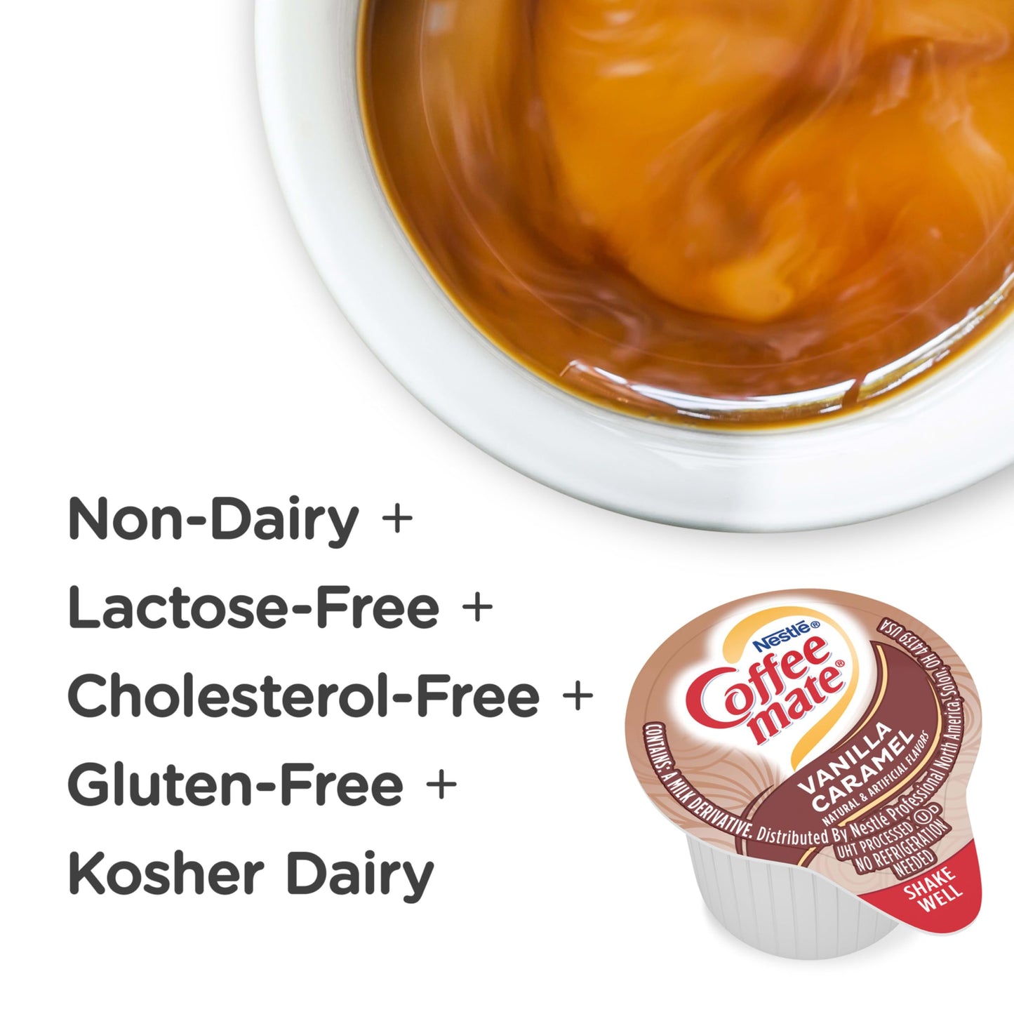 Nestle Coffee Mate Coffee Creamer, Vanilla Caramel, Liquid Creamer Singles, Non Dairy, No Refrigeration, 0.375 Fl Oz Tubs (Pack Of 180)