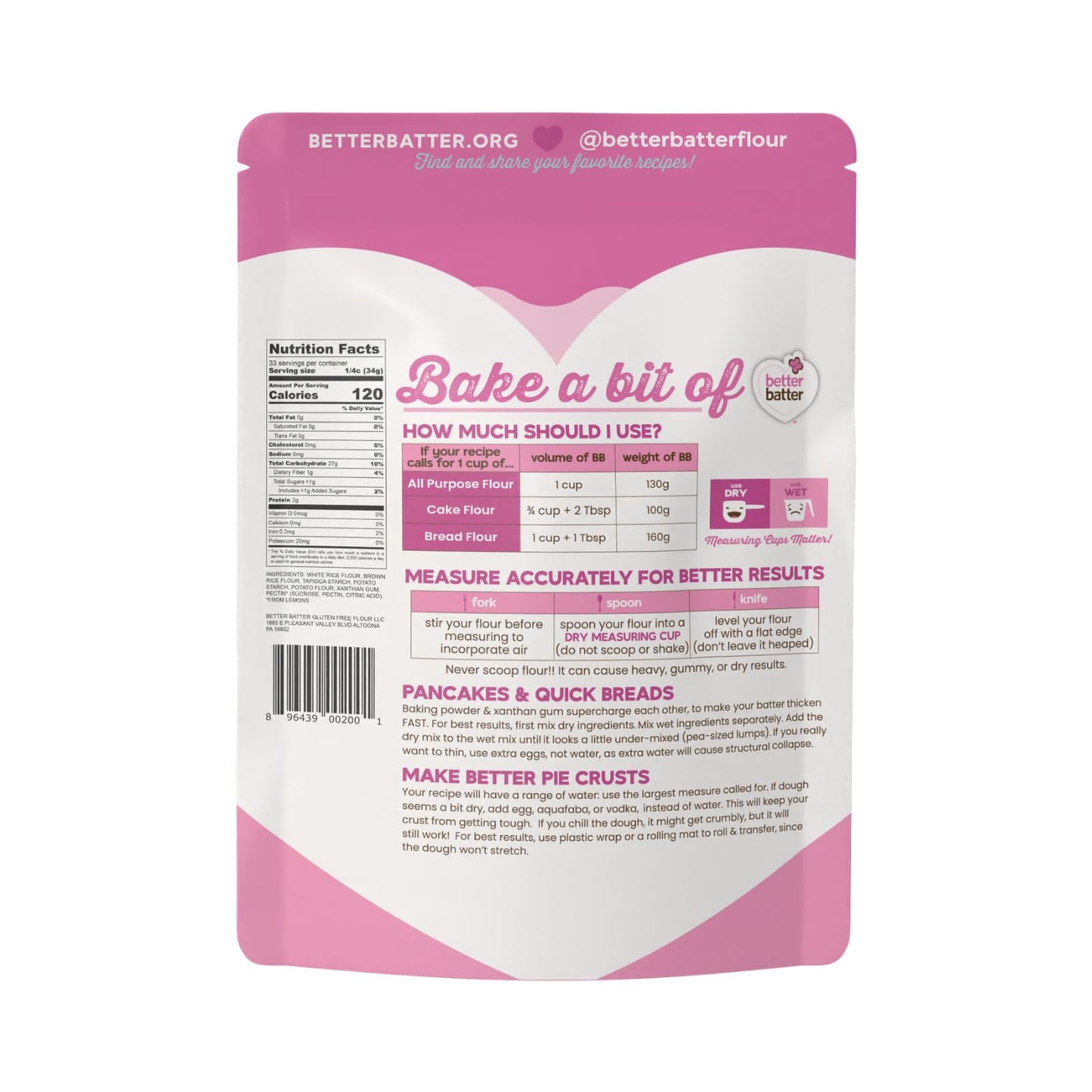 Better Batter Original Blend Multipurpose Gluten Free Flour 2.5lb - Certified GFCO, Vegan, Kosher, Non-GMO - Top 9 Allergen Free