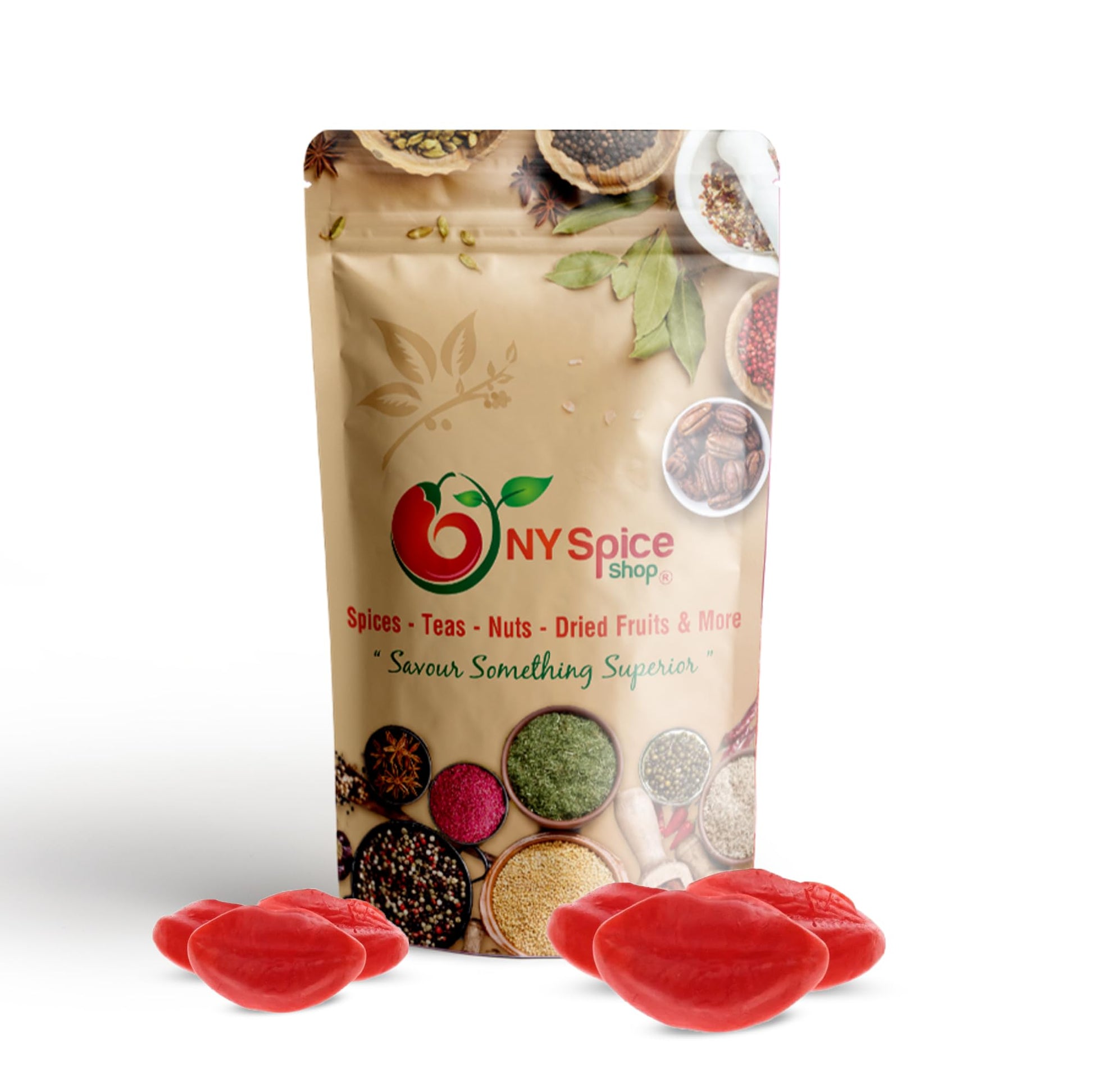 NY Spice Shop Gummy Strawberry Filled Puffy Lips - Soft and Chewy Gummy Candy with Juicy Strawberry Filling - Fun, Lip-Shaped Tr