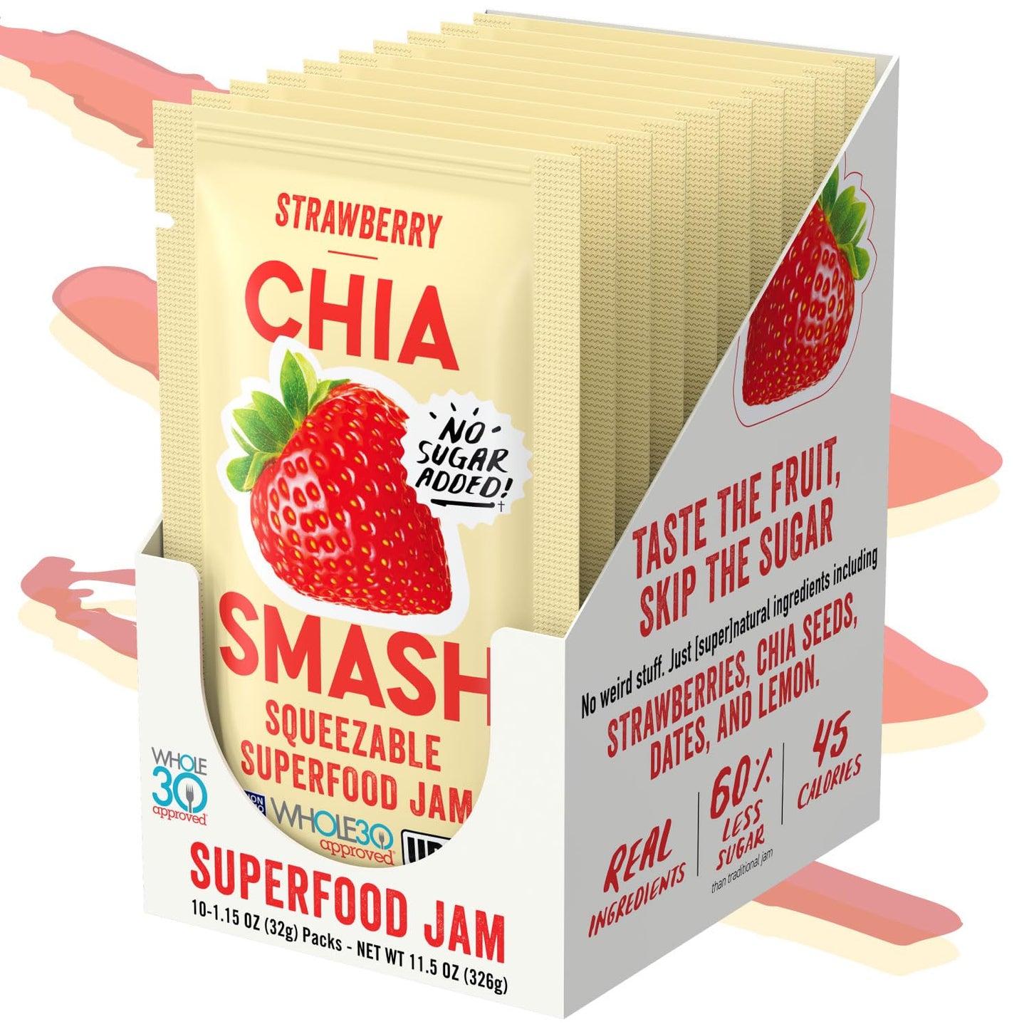 Chia Smash Superfood Jam Squeeze Packets | Spread, Top, Squeeze & Snack | Whole 30, Keto, Diabetic Friendly | Simple Real Ingred