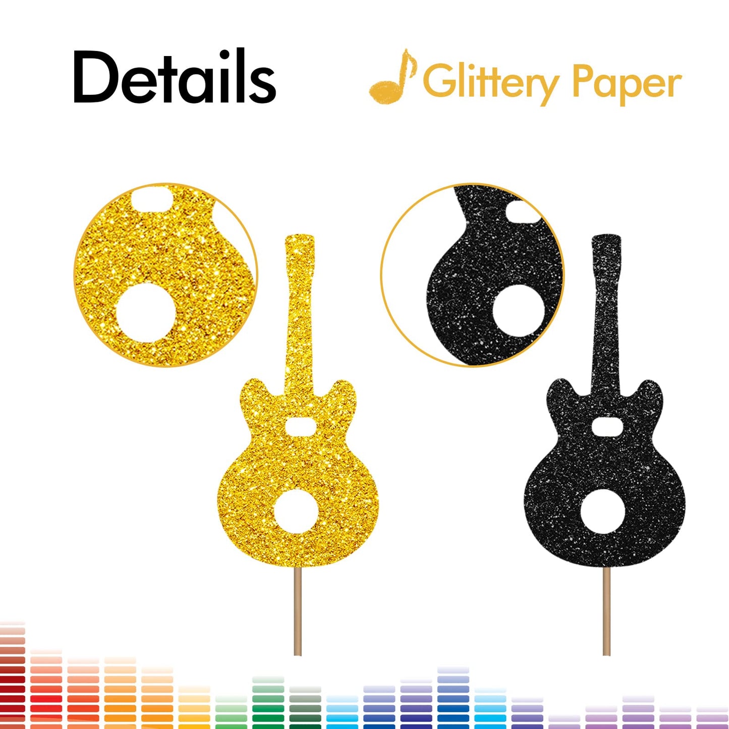 24Pcs Guitar Cupcake Toppers, Rock Cupcake Topper For Boys, Music Notes Food Picks, Guitar Player Birthday Party Decoration - Bl