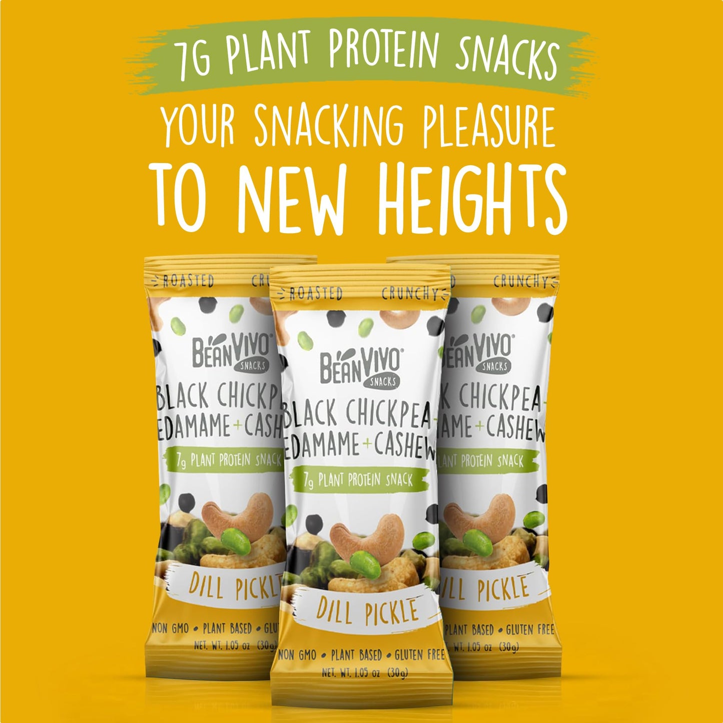 Beanvivo Healthy Snacks For Mature-Themeds & Kids With 7G Protein & 4G Fiber Per Serving With Dried Edamame, Roasted Cashew And Black Chickpeas - Vegan & Gluten Free - Keto Friendly & Non-Gmo - 8Pack (1.05 Oz Each Pouch)