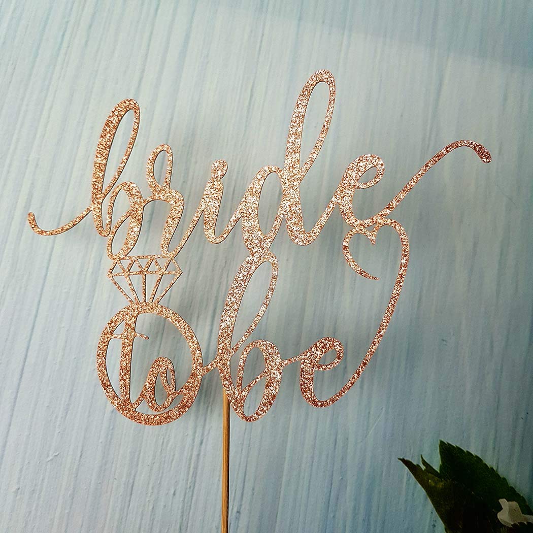 Aminjie Bride To Be Cake Topper For Bridal Shower/Wedding Shower/Engagement/Bachelorette/Hen Party Decorations, Double-Sided Ros