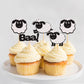 Ercadio 24 Pack Sheep Cupcake Toppers Black Glitter Farm Animals Cupcake Picks Sheep Baa Cupcake Decors Sheep Theme Baby Shower