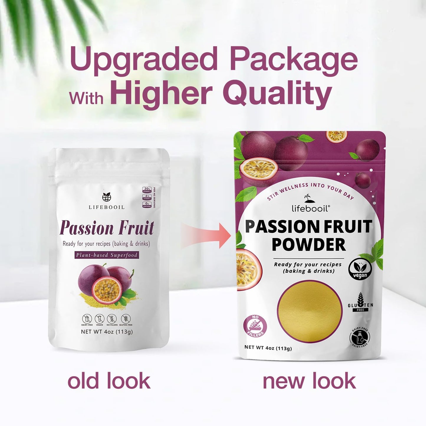 Passion Fruit Powder for Baking & Drinks & Smoothie,Vegan,Non-GMO,Gluten Free,No Additives and Preservatives,4oz