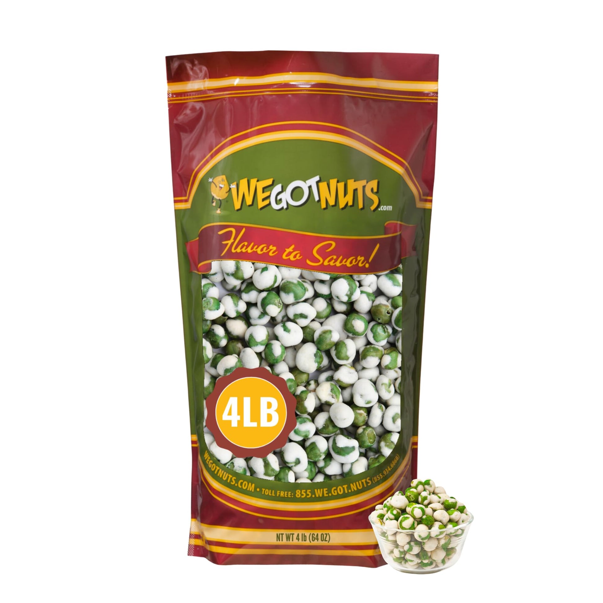 Green Wasabi Peas | 4 Pound Resealable Bag Of Hot Wasabi Peas |Healthy And Fresh Pea Snacks | Kosher Friendly Green Wasabi Peas