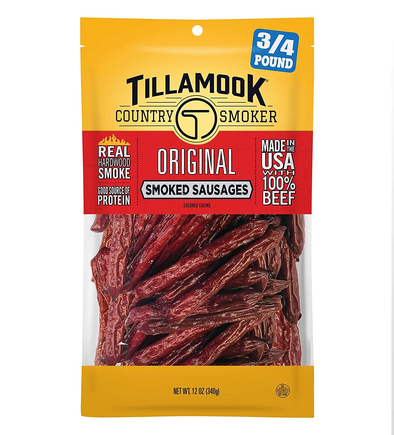 Tillamook Country Smoker Real Hardwood Smoked Sausages  Original Beef  12 Ounce