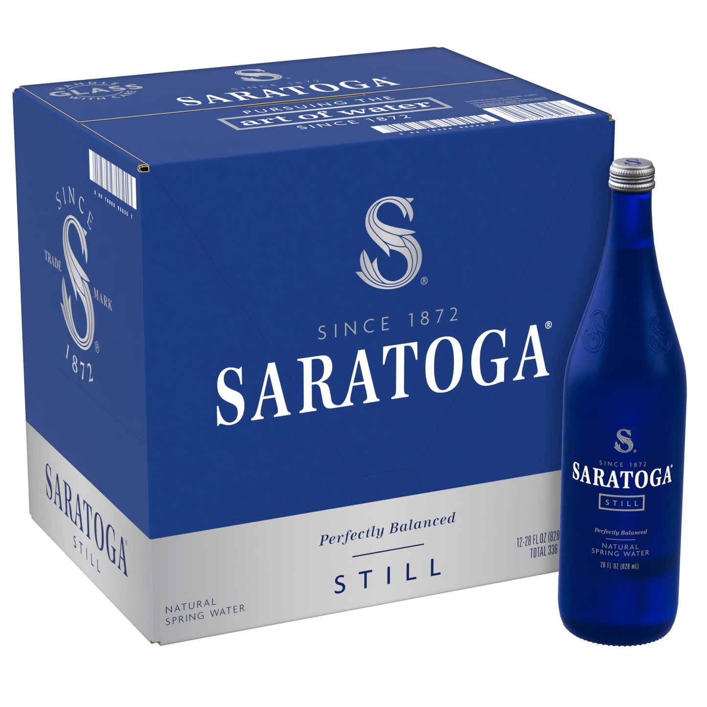 Saratoga Natural Spring Water, 28 oz Non-Carbonated, Pack of 12 - Pure Refreshment for Hydration